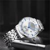Waterproof Quartz Watch with Stainless Steel Strap and Date Display Men's (White)
