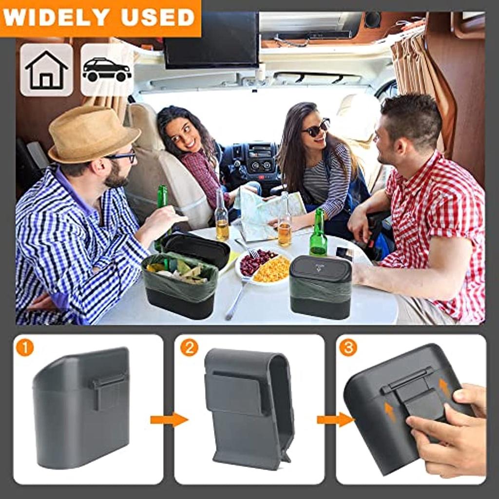 Маленький автомобильный мусорный бак, автомобильный мусорный бак с крышкой, водонепроницаемый автомобильный мусорный бак, портативный подвесной автомобильный ящик для хранения для офиса автомобиля (черный)