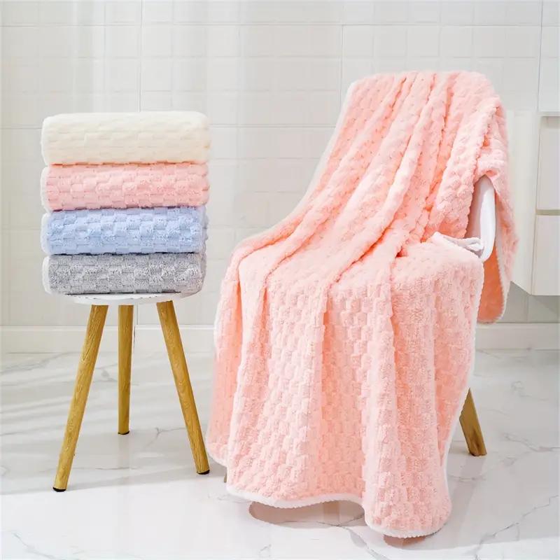 1/4PCS Adult Super Absorbent Ultra-fine Fiber Towel, Quick Drying Texture Towel, Soft Home Thickened Coral Velvet Bath Towel