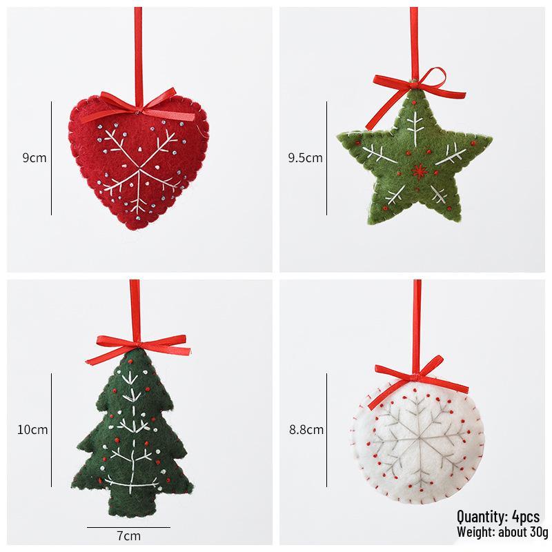 Creative Wool Felt Christmas Ornaments: Five-Pointed Star, Snowflake, Tree Decorative Pendants