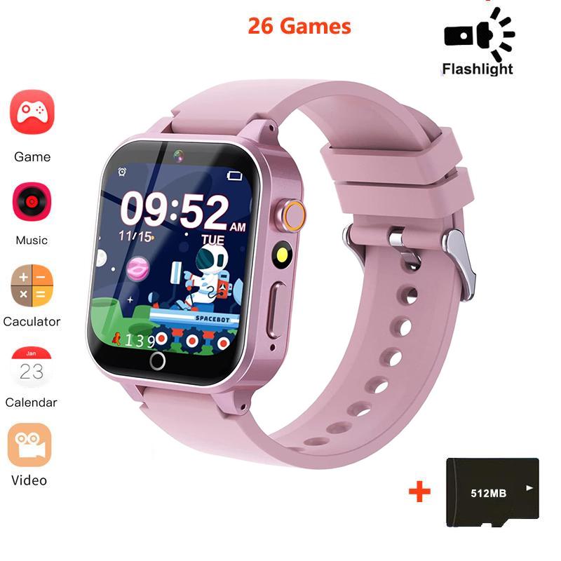 Детские умные часы с 26 играми для девочек и мальчиков, сенсорный экран, камера, шагомер, видео MP3-будильник, детские цифровые часы, подарок на день рождения