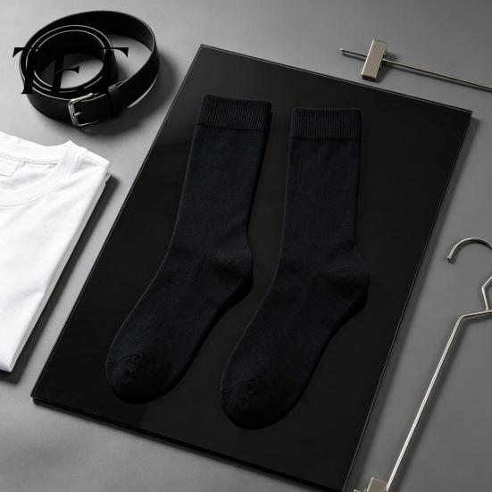 High Elasticity Large Size Socks Men Striped Crew Socks, Cotton Dress Moisture Wicking Soft Combed Footwear Breathable for Business Office Daily