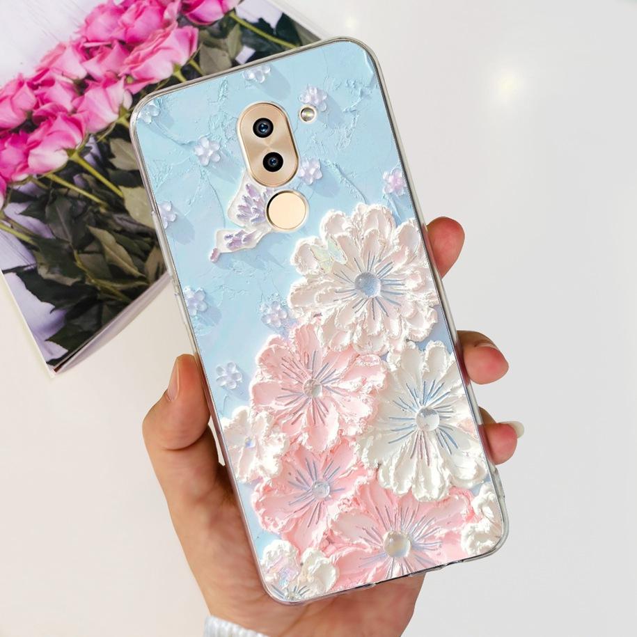 For Honor 6X Case BLN-AL10 BLL-L22 BLN-L21 Cover Fashion Flower Clear Silicone Soft Funda For Huawei Mate 9 Lite GR5 2017 Bumper