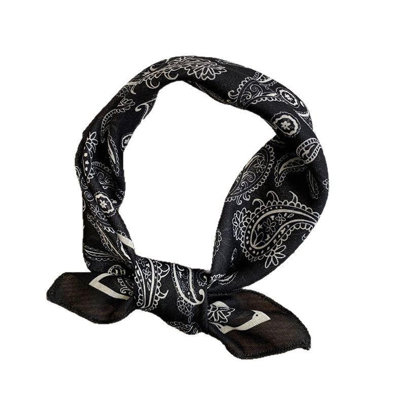 Silk Scarf Neck Small Square Scarf Summer Match Shirt Neck Neck Protection Small Scarf Headscarf Summer Women's Pastoral Hair Band Hair Accessories