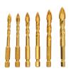 6 шт. Крестовое копьевидное сверло Карбид Шестигранный хвостовик Инструмент для сверления Керамика Мрамор Стекло