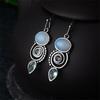 Chic Hook Engagement Wedding Jewelry Moonstone Earrings Topaz Ear Stud Multi-Gemstone Peridot