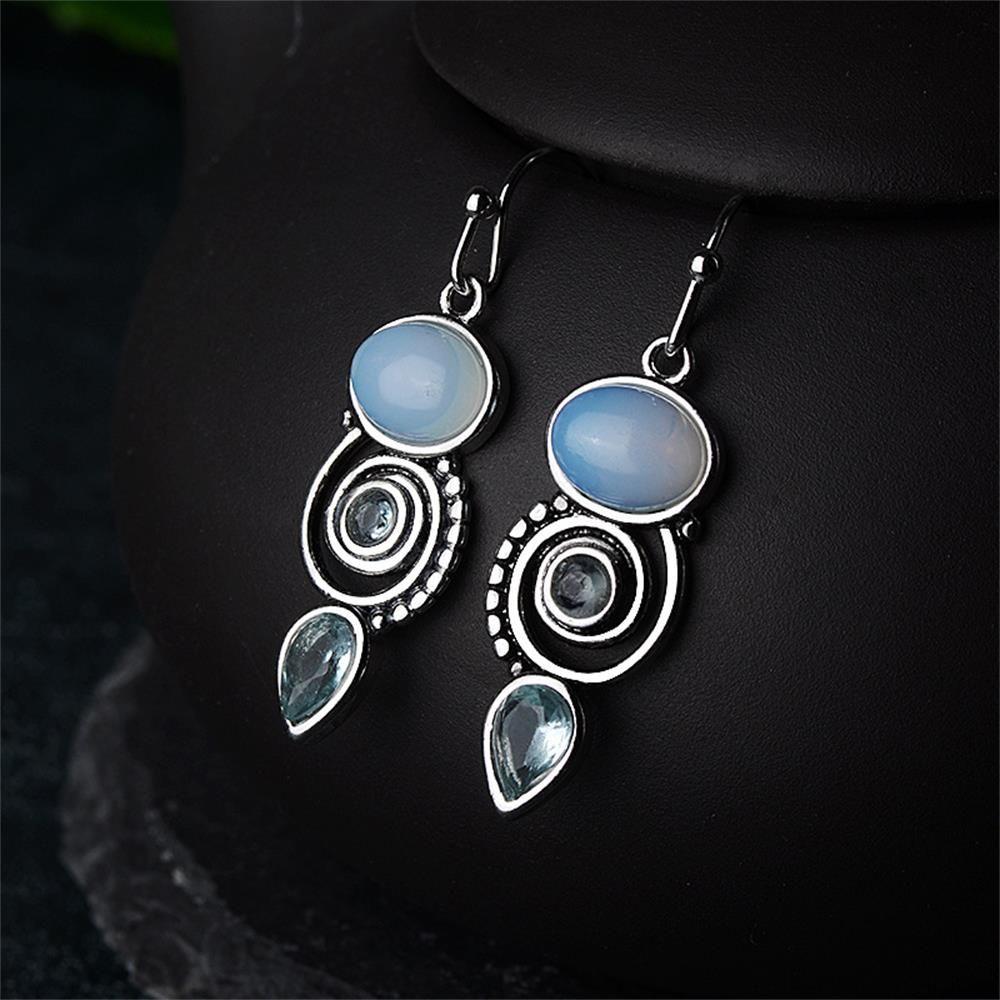 Chic Hook Engagement Wedding Jewelry Moonstone Earrings Topaz Ear Stud Multi-Gemstone Peridot