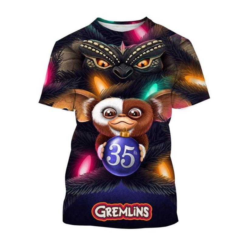 Fashion Hot Sell New Christmas Horror Movie Gremlins 3D Printed T-shirt Puppet Monster Printed T-shirt Men and Women Kids Tops