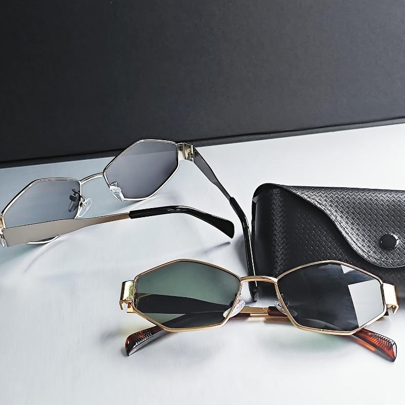 4 Pack Diamond Shaped Glasses Fashionable Metal Small Frame Polygonal Glasses