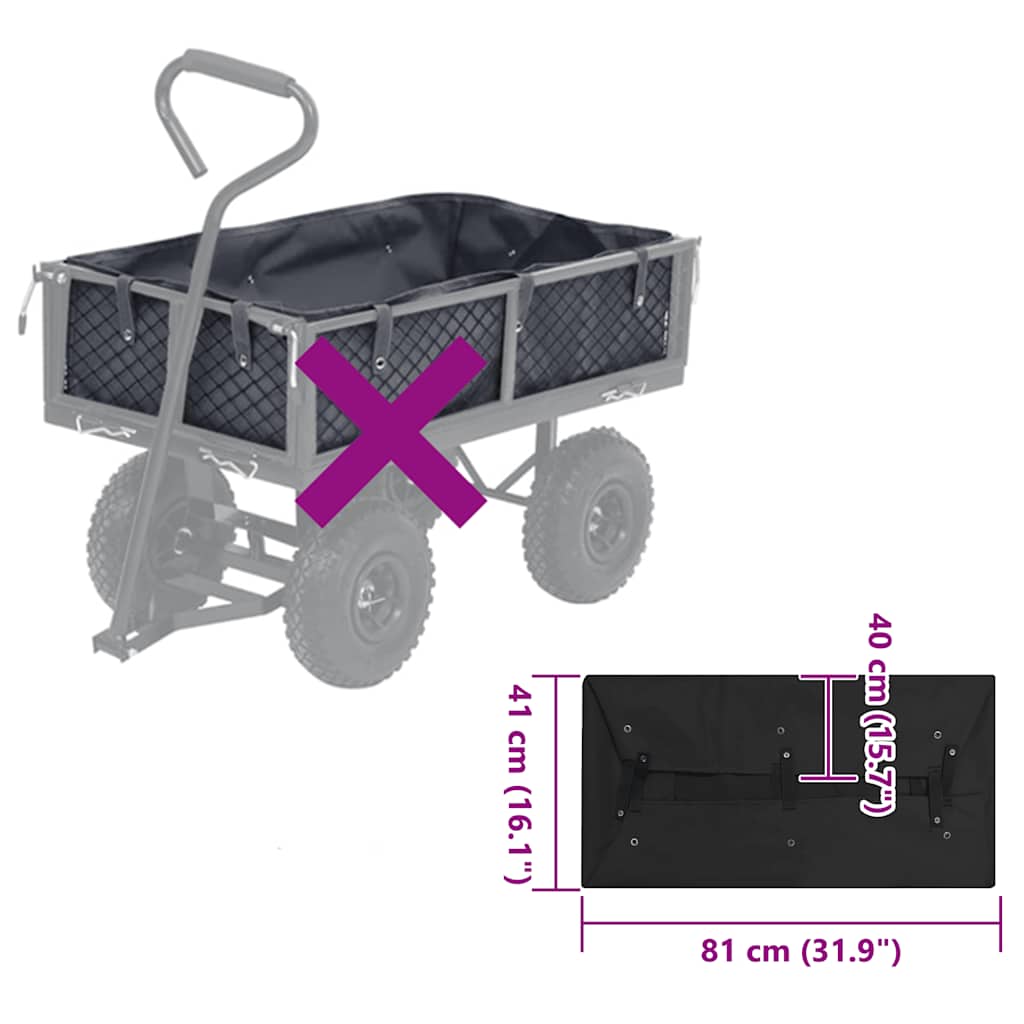 Garden Cart Liner Black 81 x 41 x 40 cm Fabric