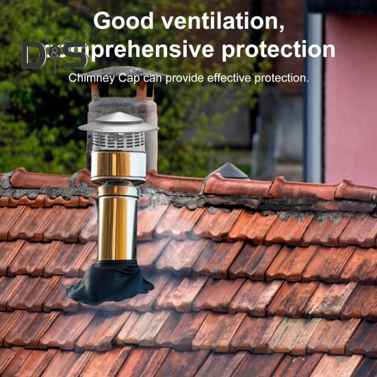 Round Chimneys Cover with Mesh Screen Tapered Top Metal Chimneys Cover Weather-proof Outside Roof Cone Top Fireplace Exhaust Rain Cover