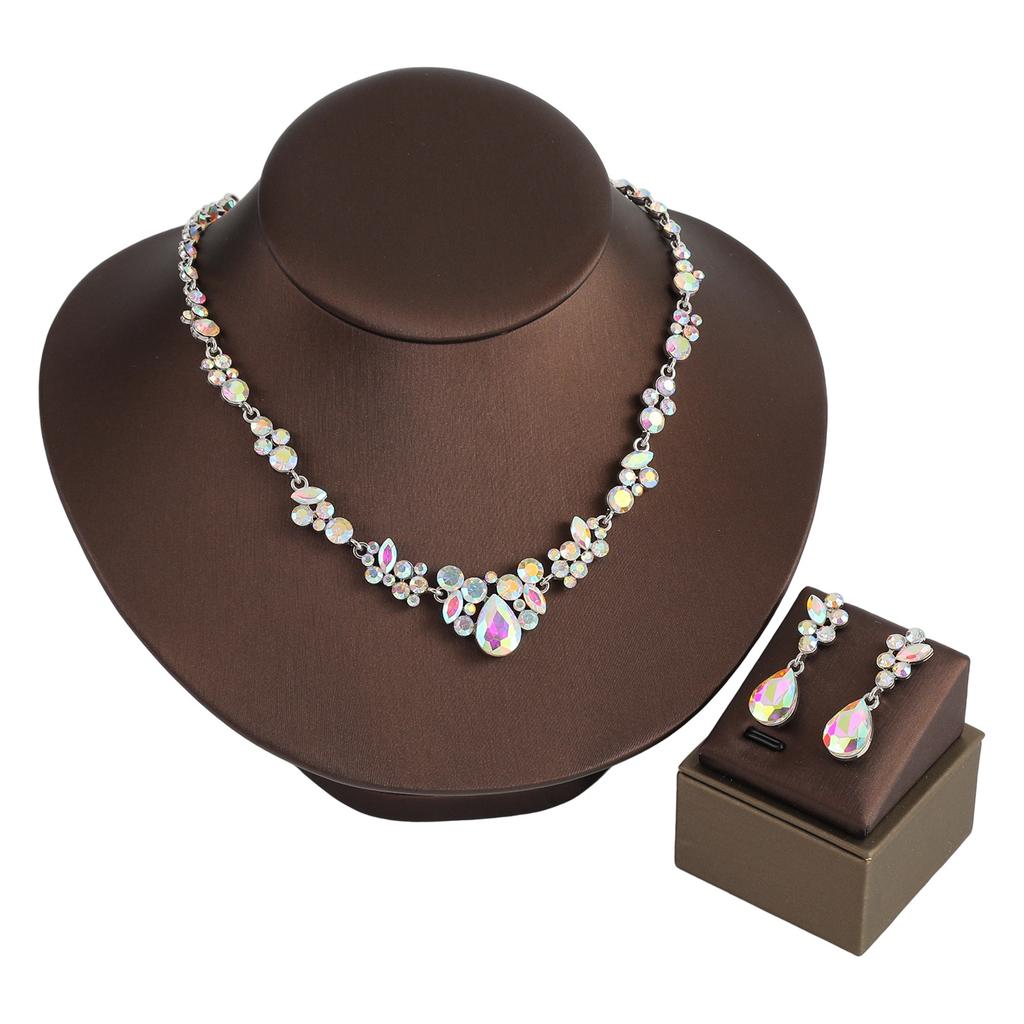 Women's Alloy Necklace Earrings Two-piece Set Clavicle Short Neck Chain Light Luxury Jewelry