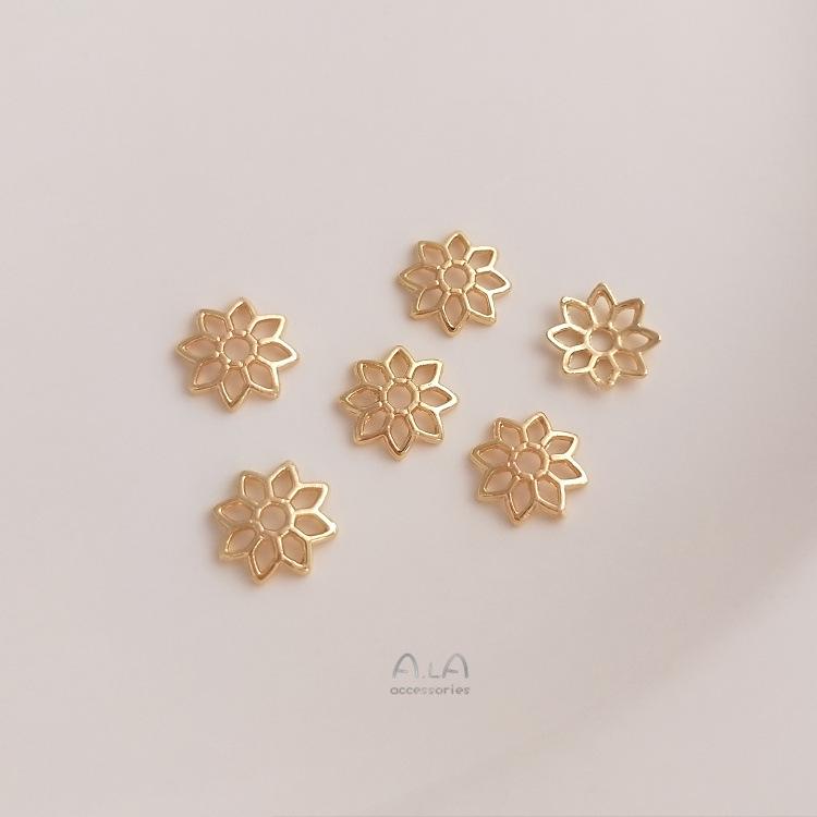 Позолоченная 14K шапочка-разделитель в виде цветка ромашки со звездой, полая, для изготовления ювелирных изделий своими руками