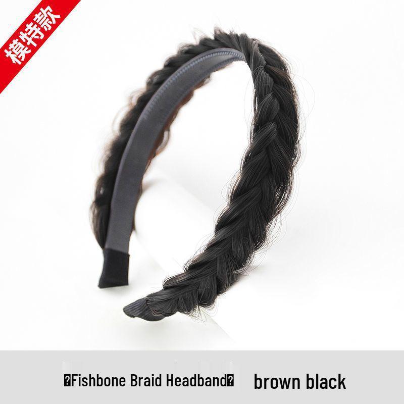 Non-slip Fishbone Braid Wig Headband: Women's Braided Hair Accessory with Teeth