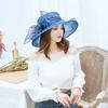Vintage Organza Wide Brim Hat For Women  Church Dress Bridal Wedding Hat Floral Mesh Sun Hat Party Beach Caps