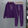2 шт./комплект женский костюм с капюшоном брюки однотонный плюш длинный рукав толстый верх эластичный пояс брюки с резинкой на щиколотке спортивный фитнес-костюм осень зима