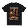 Tung Tung Sahur Italian Brain Interesting Meme T-shirt Man Short-sleeved Fashionable and Humorous Pure Cotton T-shirt Round-neck