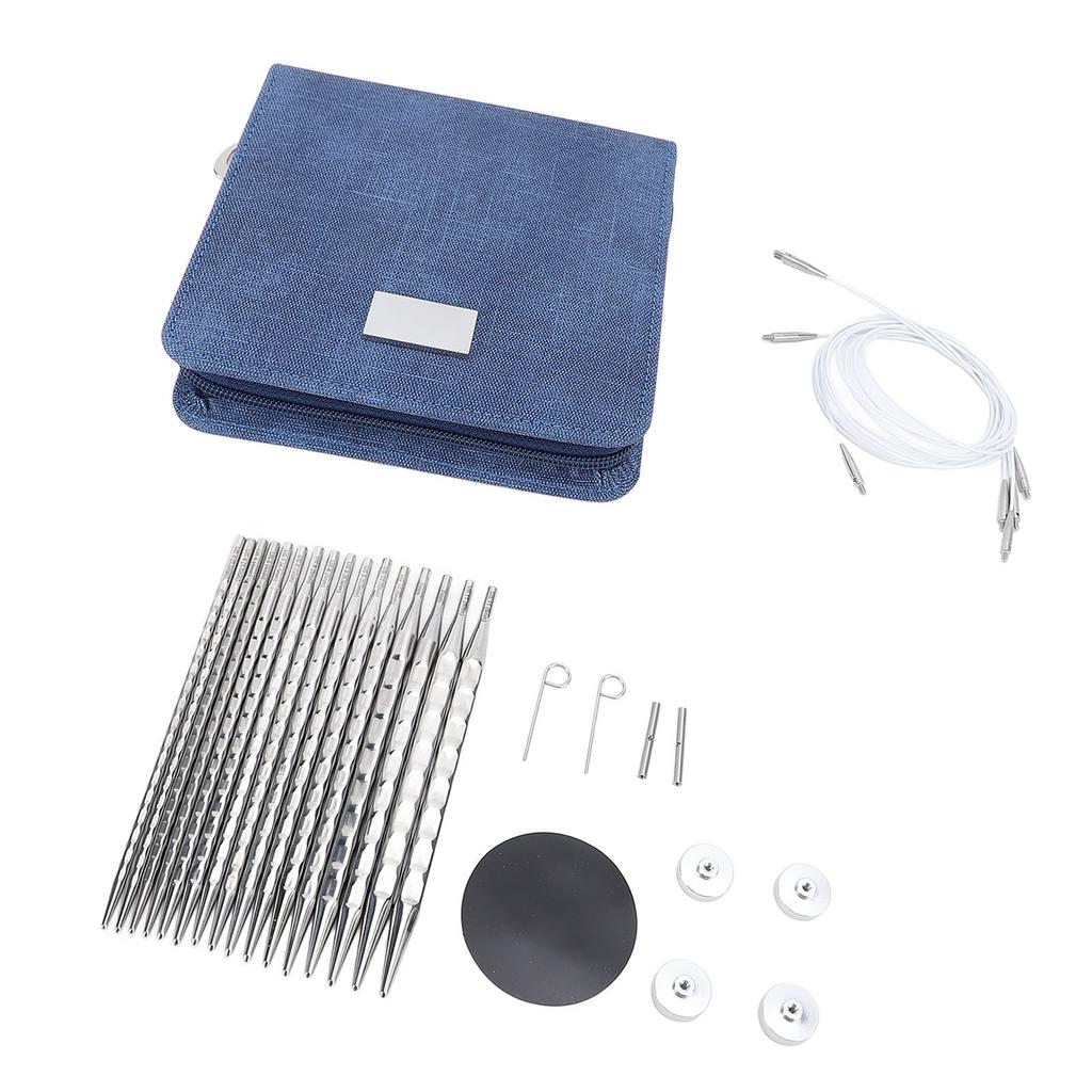 Набор из 8 пар круговых спиц, сменных для начинающих, с чехлом из нержавеющей стали для плетения