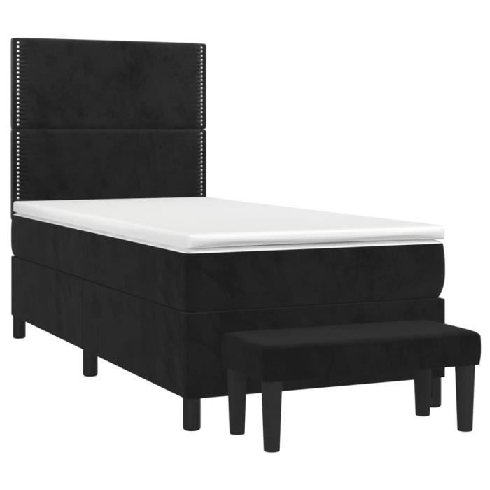 3137763 vidaXL Divan Bed with Mattress Black 90x200 Cm Velvet