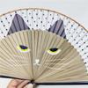 pcs Cat Patterns Bamboo Wooden Handmade Summer Gift Home Decoration Silk Fan Folding Fan Fan Crafts