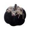 Halloween Pumpkin Ornament Flannel Pumpkin Table Centerpiece Gothic Pumpkin Decoration with Spider for Mantel Dining Table