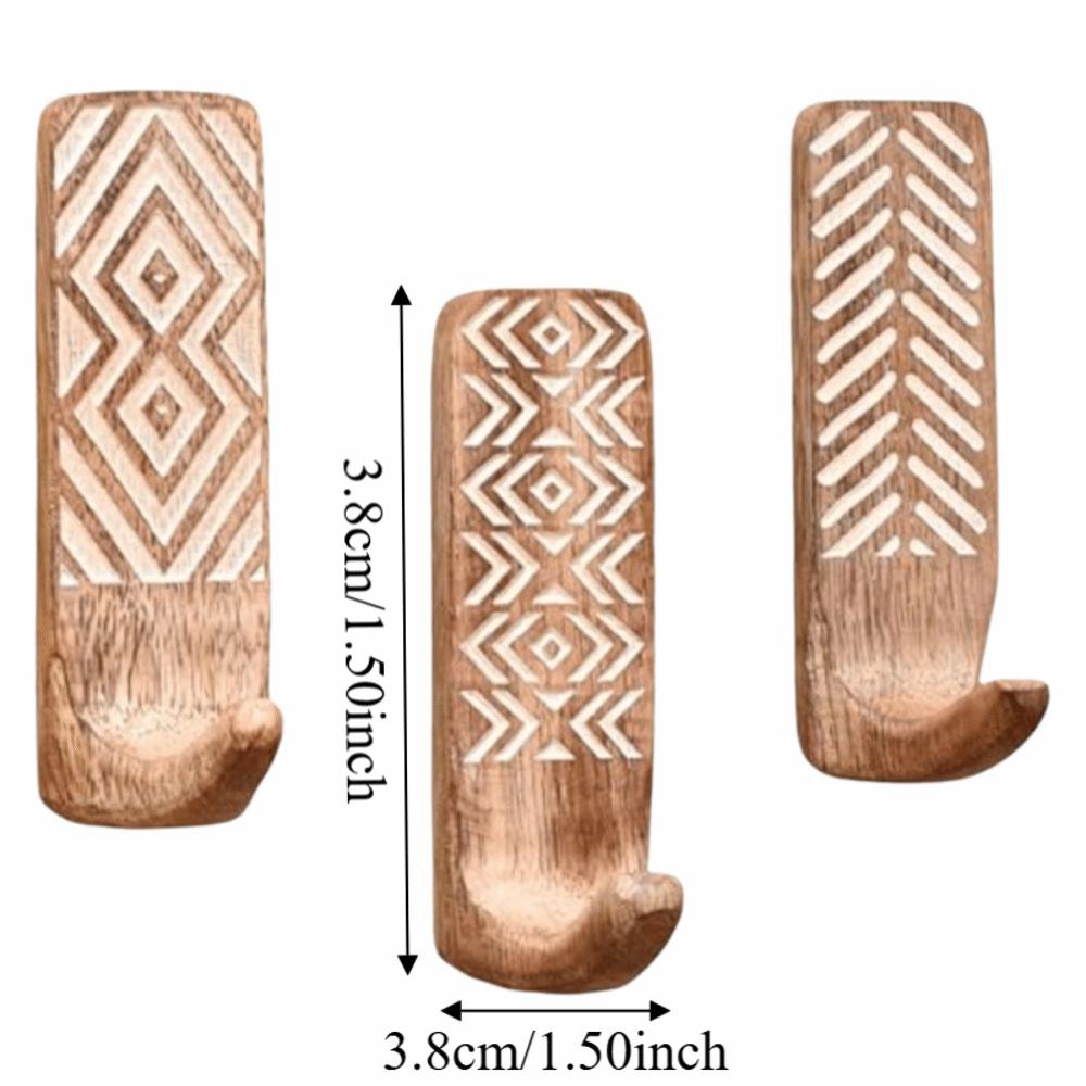 3pcs Wooden Wooden Wall Hooks Space Saving Home Organizer Heavy Duty Wall Hanging Hanger  Porch