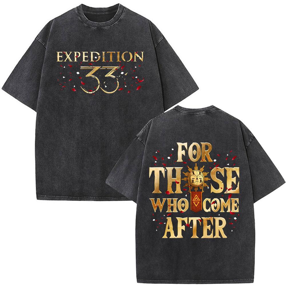 Esquie Game Clair Obscur Expedition Washed T Shirts Men Women Clothing Fashion Retro Oversized ONeck Short Sleeve Tshirts