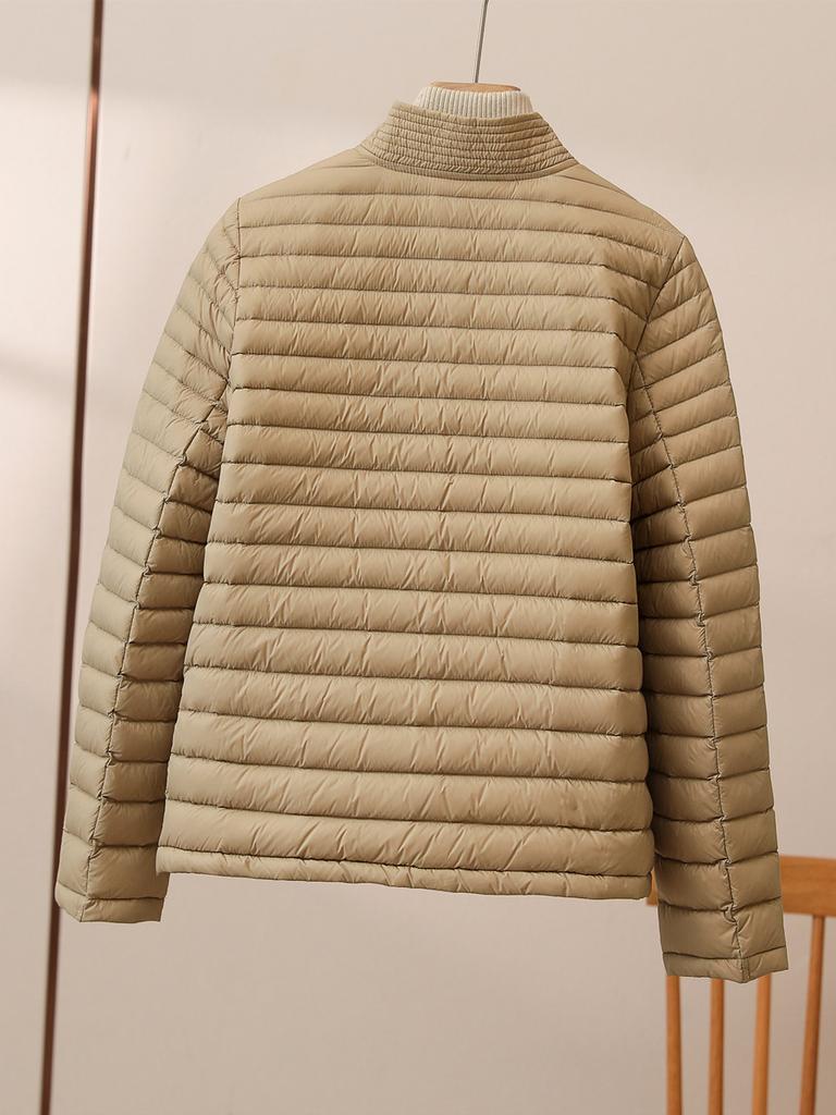 Women's Fashionable Puffer Jacket Women Autumn Lightweight Thin Short Down Jacket Standing Collar Coat