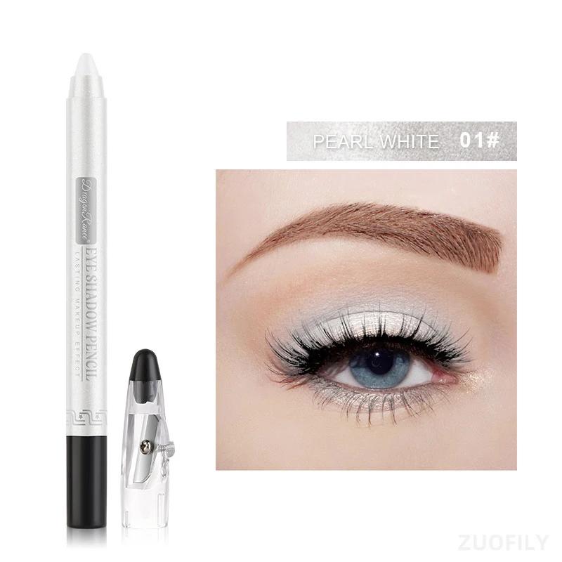 12 Color Highlighter Eyeshadow Pencil Waterproof Glitter Matte Nude Eye Shadow Makeup Pigment Cosmetics Blue White Eyeliner Pen
