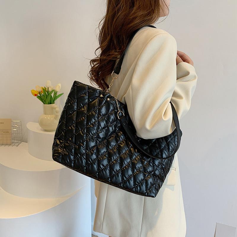 Женская стеганая сумка-тоут с ромбами, большая вместимость, сумка с верхней ручкой, универсальная мягкая сумка-саквояж, повседневная модная женская сумка для покупок KTY