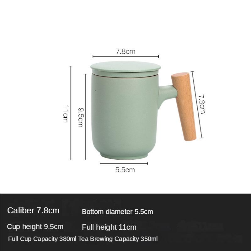 Чашка для разделения чая, керамическая матовая чашка для чая, бытовая, офисная, с деревянной ручкой, кружка с крышкой, фильтрация, керамические и керамические чашки, кружки