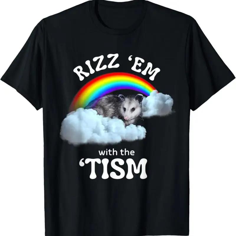 Autism Funny Rizz Em With The Tism Meme Autistic Opossum Tshirt