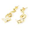 [B9545] - Gold Plated Earrings 'Parade Papillons' Golden White - 14x32 Mm