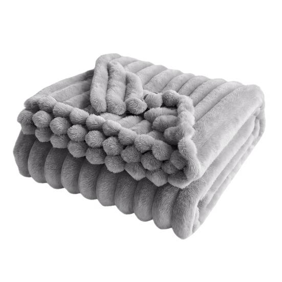 Пушистый плед, пушистый толстый плед-пузырь, уютный теплый полосатый плюшевый плед для дивана, дивана, спальни, гостиной, для использования зимой