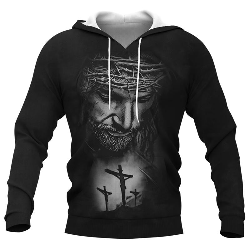 Unisex Jesus Amen Christmas Hoodie God Bless You 3D Print Y2K Harajuku Pullover