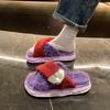 Модные зимние шлепанцы женские тапочки на платформе модные женские туфли с круглым носком и открытым носком цветные крест-накрест с удобными плоскими хлопковыми туфлями