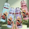 1PC Retro Toy Car Cartoon Print 750ml Color Plastic Sports Water Bottle Leakproof Flip Straw Lid Suitable for Sports Office Home Use