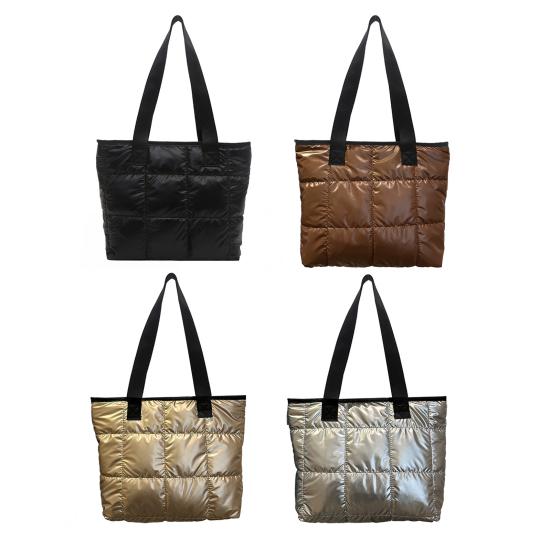 Сумка-тоут женская стеганая на плечо глянцевая пухлая сумочка легкая застежка-молния кошелек для работы путешествий спортзала шопинга