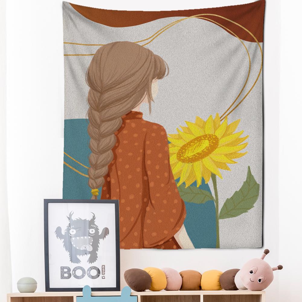 Картина маслом гобелен настенный цветок богемный стиль Ins искусство хиппи тапиз современная девушка общежитие домашний декор