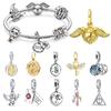 MINISO Браслет-цепочка с бусинами-шармами Harry Potter из серебра 925 пробы, 3 мм, с подвеской, для самостоятельного изготовления украшений, подарок для женщин