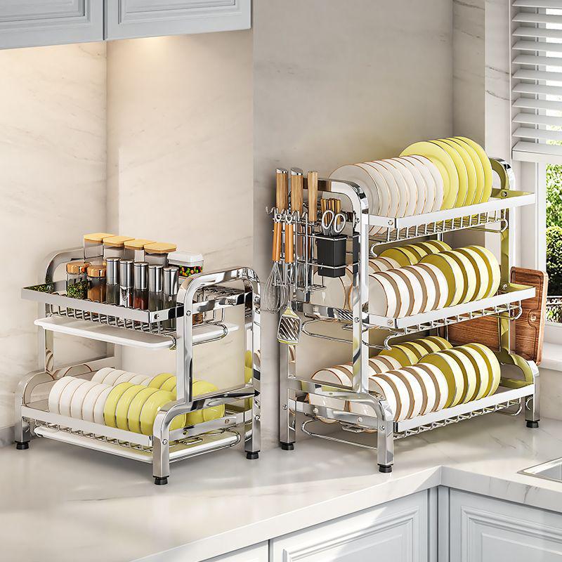 304 Stainless Steel Multi-functional Dish Drying Rack for Plates and Bowls