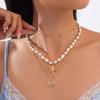 Starfish Bohemia Style Necklace Mulitlayer Clavicle Chain Women Pearl Beaded Necklace  Vacation