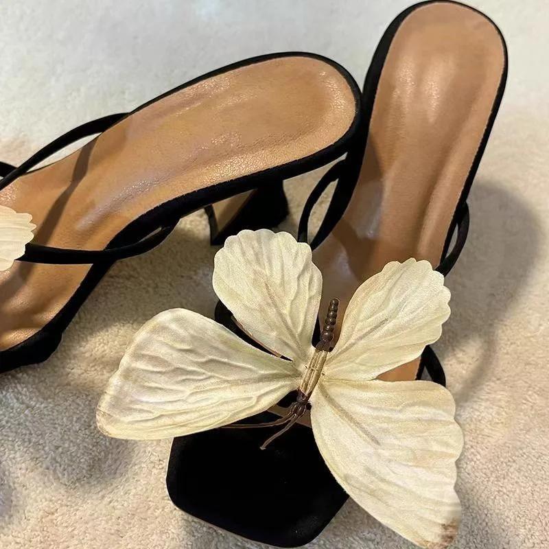 Women High Heels Slippers Summer Dress Elegant Sandals Designer Flower Woman Shoes 2025 Trend Brand Fashion Sexy Slides Female