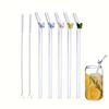 7pcs/set Butterfly Clear Glass Straws - Reusable, and Dishwasher Safe - Includes 2 Cleaning Brushes
