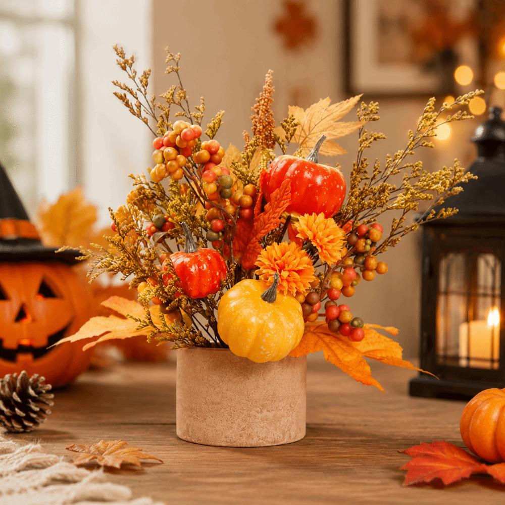 Fake Autumn Leaf Maple Leaf Pumpkin Ornament Plastic Halloween Tabletop Ornaments Fireplace Shelf
