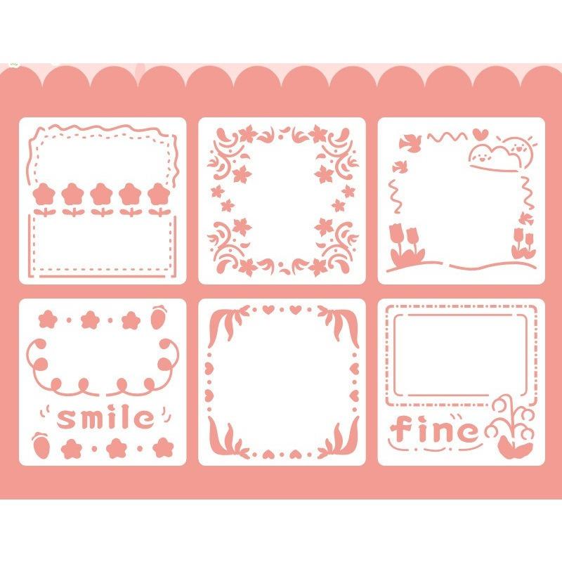 6 шт./набор цветочных трафаретов-бабочек для настенного скрапбукинга, небольшой креативный дизайн, декор своими руками, трафареты для живописи и декора