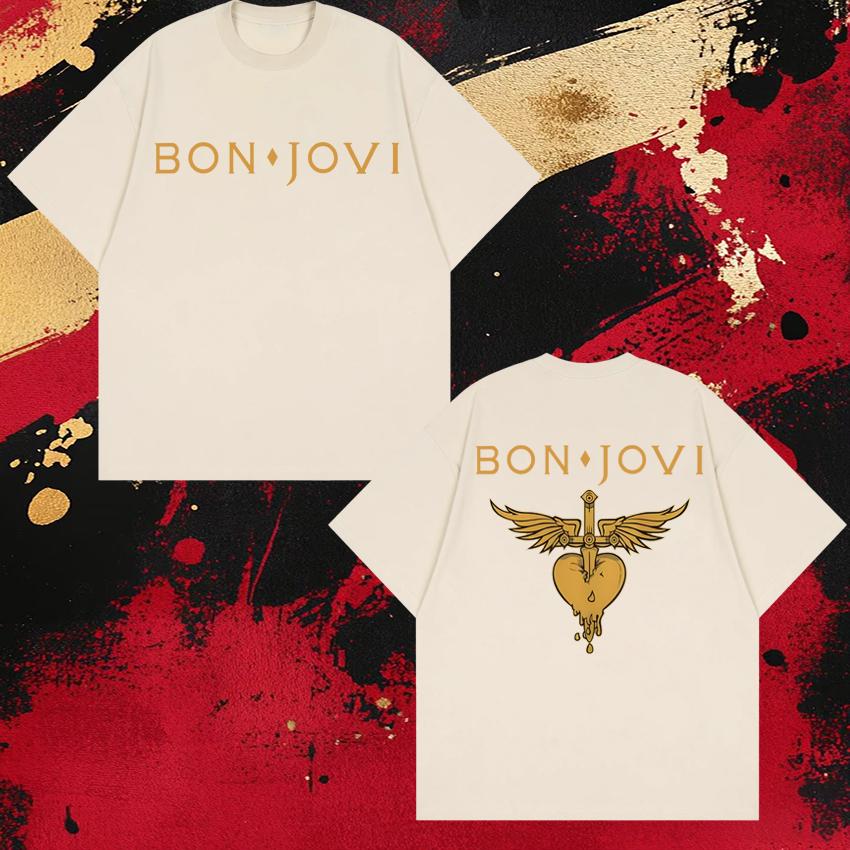 New in Bon Jovi Tour 2026 Album Forever Poster Print T shirt Unisex Oversized Cotton black short sleeve Tshirts Unisex WOMEN Tops
