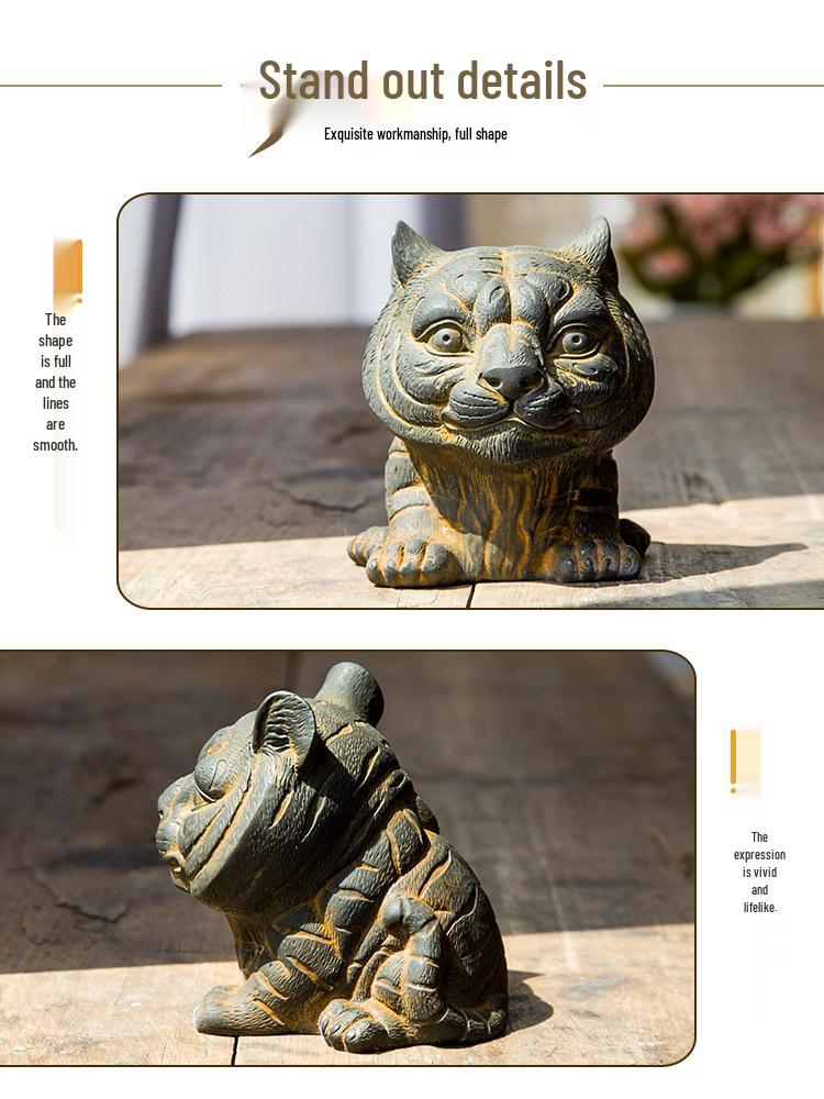 Handmade Antique-Style Chinese Zodiac Tiger Ornament for Home or Office Decor