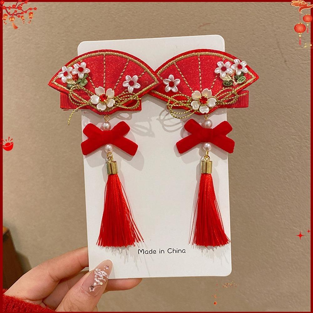 Plush Children Red Bow Hairpin Cat Ears Hanfu Hair Sticks All-match Ancient Style Hairpin Girls