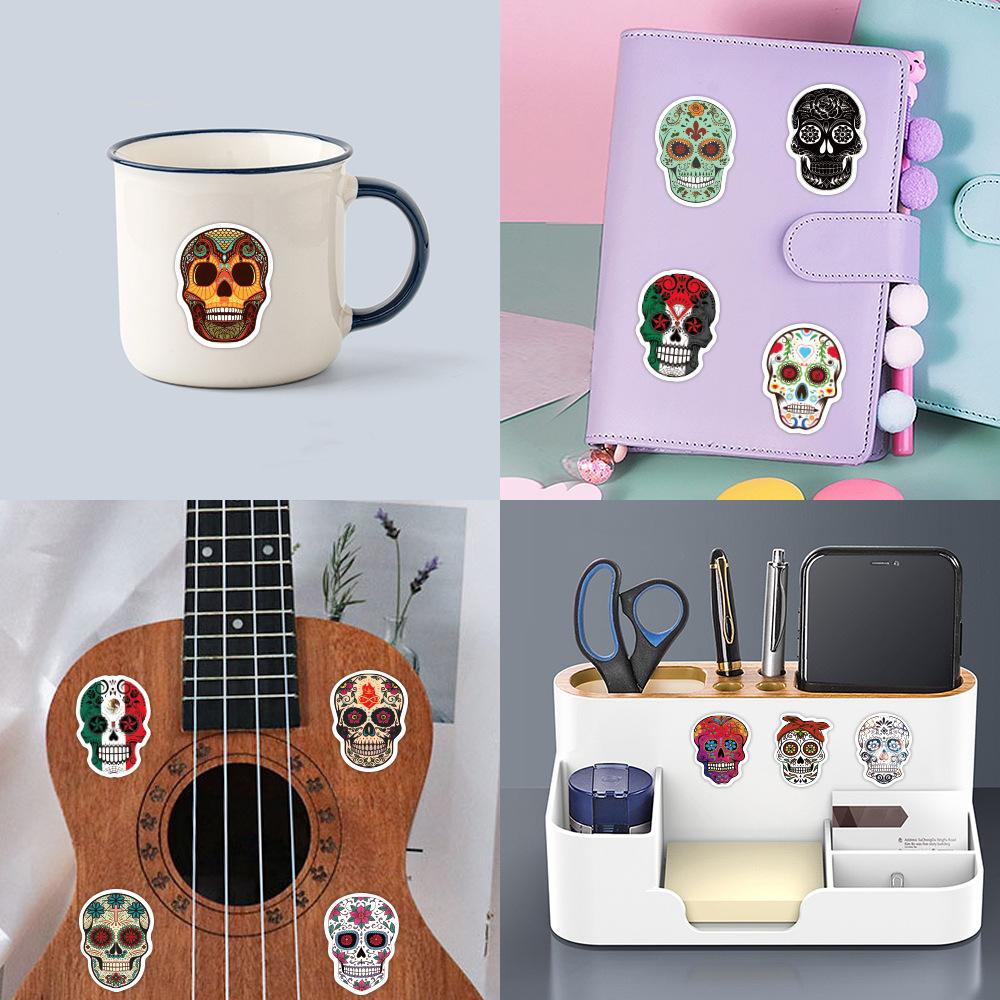 60 Pictures Dia De Los Muertos Skull Doodle Stickers Decorative Notebook Skateboard Water Cup Stickers